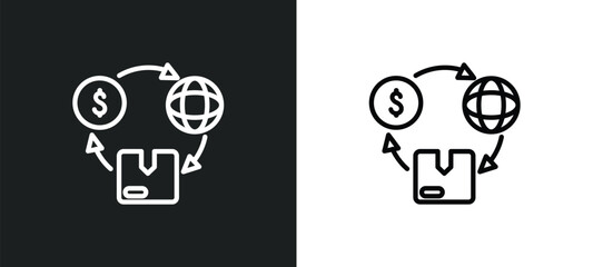 Poster - trading outline icon in white and black colors. trading flat vector icon from commerce and shopping 