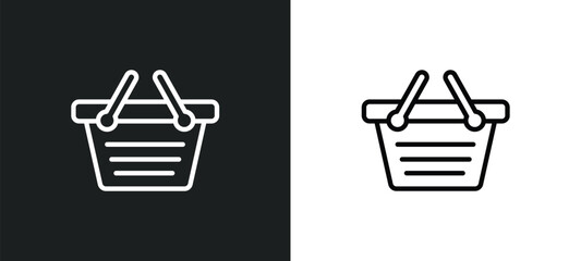 Poster - supermarket basket outline icon in white and black colors. supermarket basket flat vector icon from 