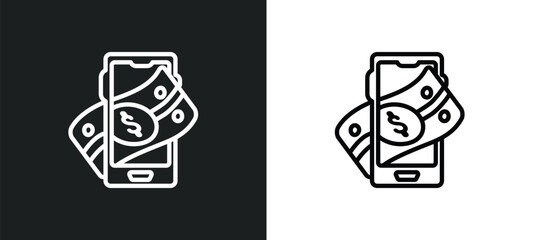 Poster - dollars digital commerce outline icon in white and black colors. dollars digital commerce flat vector icon from commerce collection for web, mobile apps and ui.