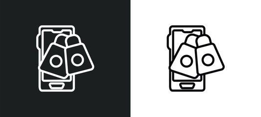Poster - commerce and shopping outline icon in white and black colors. commerce and shopping flat vector icon