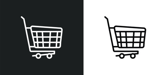 Poster - shopping cart with grills outline icon in white and black colors. shopping cart with grills flat vector icon from commerce collection for web, mobile apps and ui.