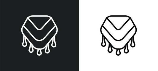 Wall Mural - shawl outline icon in white and black colors. shawl flat vector icon from clothes collection for web, mobile apps and ui.