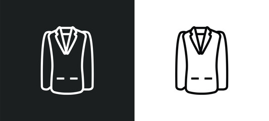 Poster - blazer outline icon in white and black colors. blazer flat vector icon from clothes collection for w