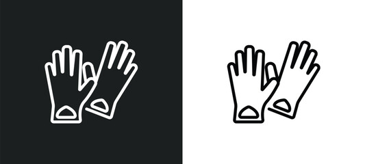 Poster - leather gloves outline icon in white and black colors. leather gloves flat vector icon from clothes collection for web, mobile apps and ui.