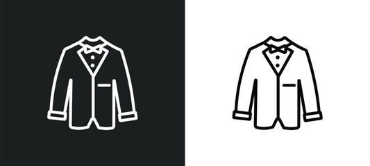 Poster - dinner jacket outline icon in white and black colors. dinner jacket flat vector icon from collection for web, mobile apps and ui.