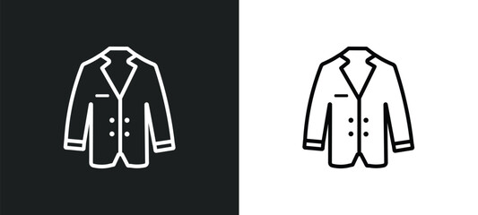 Poster - suit jacket outline icon in white and black colors. suit jacket flat vector icon from collection for web, mobile apps and ui.