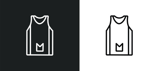 Poster - tanktop outline icon in white and black colors. tanktop flat vector icon from collection for web, mo