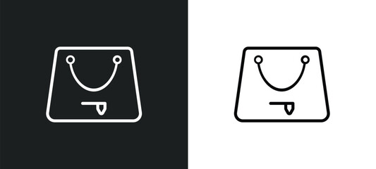 Poster - bag outline icon in white and black colors. bag flat vector icon from clothes collection for web, mo