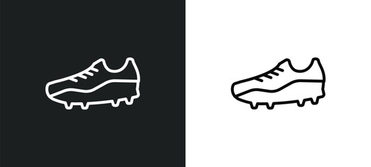 Poster - soccer shoe outline icon in white and black colors. soccer shoe flat vector icon from clothes collec