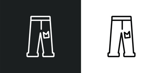 Poster - jean outline icon in white and black colors. jean flat vector icon from clothes collection for web, 