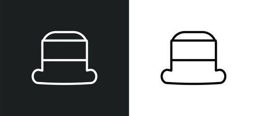 Poster - bowler hat outline icon in white and black colors. bowler hat flat vector icon from clothes collection for web, mobile apps and ui.