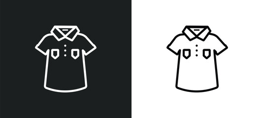 Poster - polo shirt outline icon in white and black colors. polo shirt flat vector icon from clothes collecti
