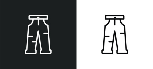 Poster - jeans outline icon in white and black colors. jeans flat vector icon from clothes collection for web
