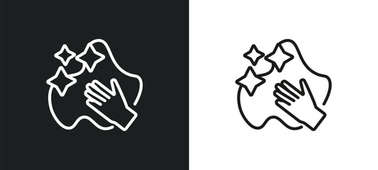 Poster - wiping outline icon in white and black colors. wiping flat vector icon from cleaning collection for web, mobile apps and ui.
