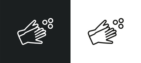 Poster - hands outline icon in white and black colors. hands flat vector icon from cleaning collection for we