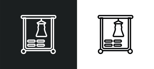 Poster - rack outline icon in white and black colors. rack flat vector icon from cleaning collection for web, mobile apps and ui.