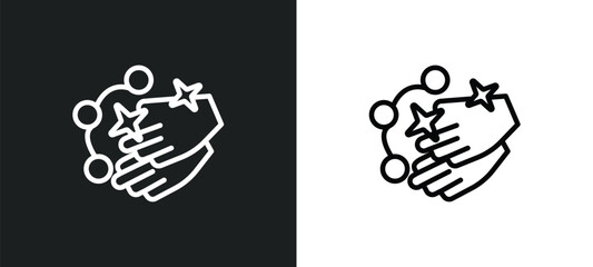 Poster - hand wash outline icon in white and black colors. hand wash flat vector icon from cleaning collection for web, mobile apps and ui.