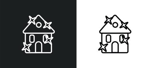 Poster - house outline icon in white and black colors. house flat vector icon from cleaning collection for we