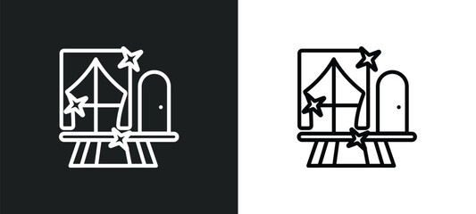 Poster - room outline icon in white and black colors. room flat vector icon from cleaning collection for web,