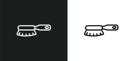 Poster - wiping brush outline icon in white and black colors. wiping brush flat vector icon from cleaning collection for web, mobile apps and ui.