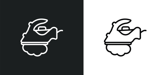 Poster - wiping iron outline icon in white and black colors. wiping iron flat vector icon from cleaning colle