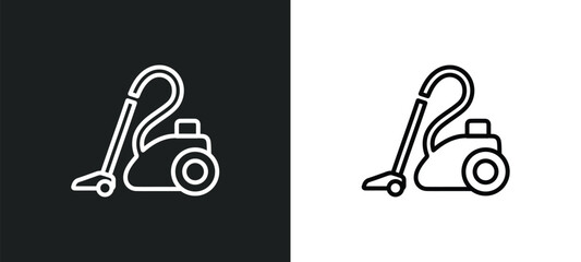 Poster - hoover outline icon in white and black colors. hoover flat vector icon from cleaning collection for 
