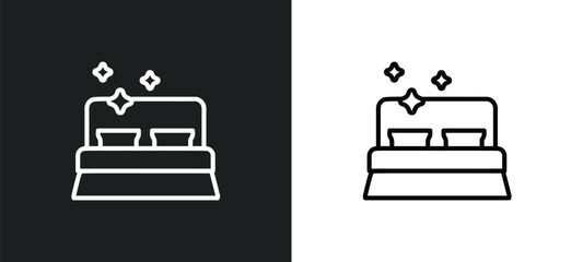 Poster - clean room outline icon in white and black colors. clean room flat vector icon from cleaning collect