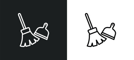 Fototapete - sweep outline icon in white and black colors. sweep flat vector icon from cleaning collection for web, mobile apps and ui.