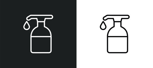 Poster - hand soap outline icon in white and black colors. hand soap flat vector icon from cleaning collectio
