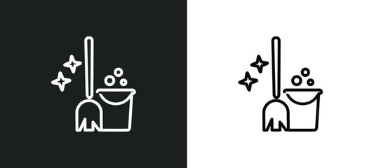 Poster - cleaning tools outline icon in white and black colors. cleaning tools flat vector icon from cleaning