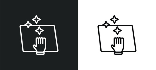 Poster - wiping outline icon in white and black colors. wiping flat vector icon from cleaning collection for 