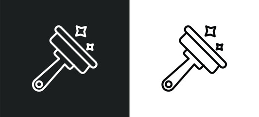Poster - wiper outline icon in white and black colors. wiper flat vector icon from cleaning collection for we
