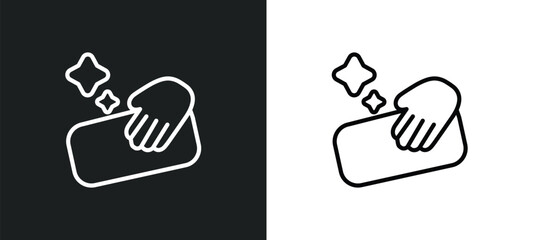 Poster - clean outline icon in white and black colors. clean flat vector icon from cleaning collection for we