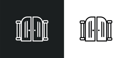 Poster - gate outline icon in white and black colors. gate flat vector icon from city elements collection for