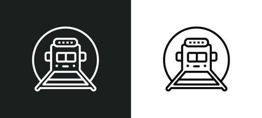 Poster - subway outline icon in white and black colors. subway flat vector icon from city elements collection