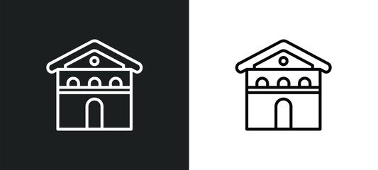 Poster - city hall outline icon in white and black colors. city hall flat vector icon from city elements coll