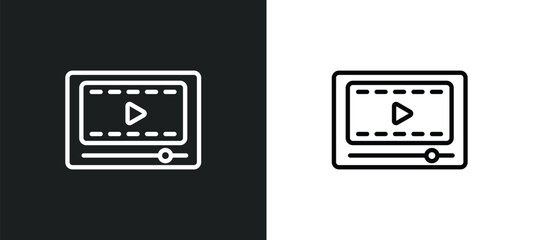 Poster - video clip outline icon in white and black colors. video clip flat vector icon from cinema collectio