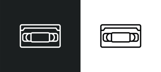Poster - vhs outline icon in white and black colors. vhs flat vector icon from cinema collection for web, mob