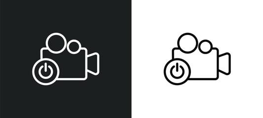 Poster - turn on outline icon in white and black colors. turn on flat vector icon from cinema collection for 