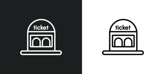 Poster - ticket window outline icon in white and black colors. ticket window flat vector icon from cinema col