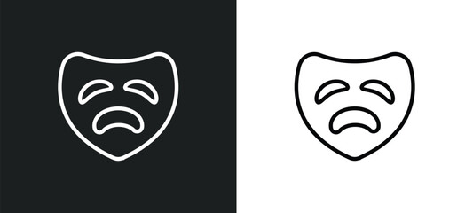 Poster - tragedy outline icon in white and black colors. tragedy flat vector icon from cinema collection for web, mobile apps and ui.