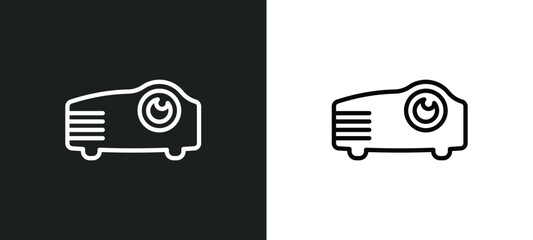 Poster - slide projector outline icon in white and black colors. slide projector flat vector icon from cinema