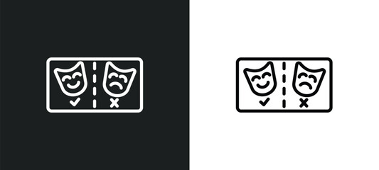 Poster - prompt box outline icon in white and black colors. prompt box flat vector icon from cinema collectio