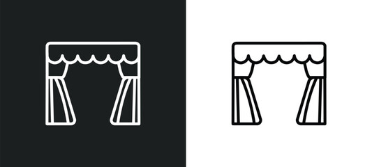Wall Mural - cinema curtain outline icon in white and black colors. cinema curtain flat vector icon from cinema c