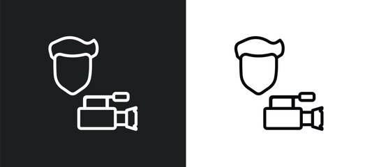 Fototapete - cameraman outline icon in white and black colors. cameraman flat vector icon from cinema collection for web, mobile apps and ui.