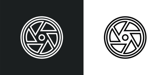 Poster - camera lens outline icon in white and black colors. camera lens flat vector icon from cinema collect