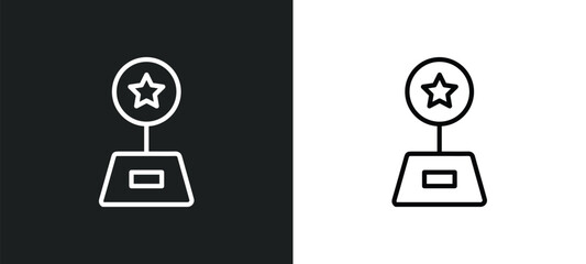 Poster - trophy with a star outline icon in white and black colors. trophy with a star flat vector icon from 
