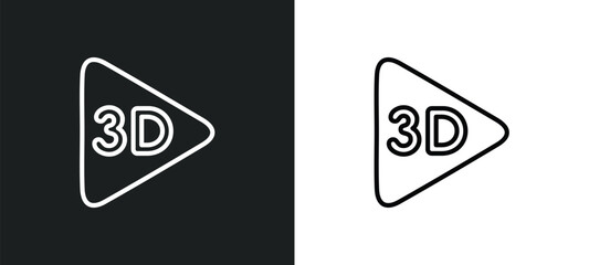 Poster - 3d video outline icon in white and black colors. 3d video flat vector icon from cinema collection for web, mobile apps and ui.
