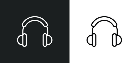 Poster - headphone outline icon in white and black colors. headphone flat vector icon from cinema collection for web, mobile apps and ui.
