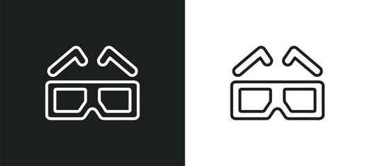 Poster - 3d paper glasses outline icon in white and black colors. 3d paper glasses flat vector icon from cine